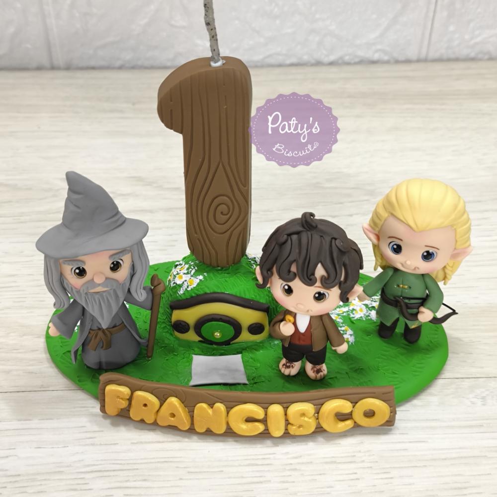 Topinho com vela Frodo, Gandalf e Legolas - O Senhor dos Anéis