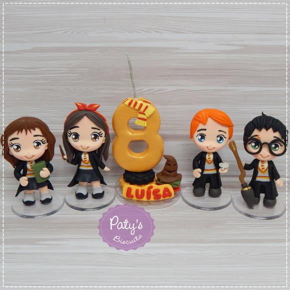 Kit 4 Miniaturas + Vela Decorada Harry Potter