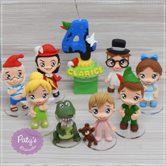Kit 8 Miniaturas 8cm + Vela Decorada Peter Pan