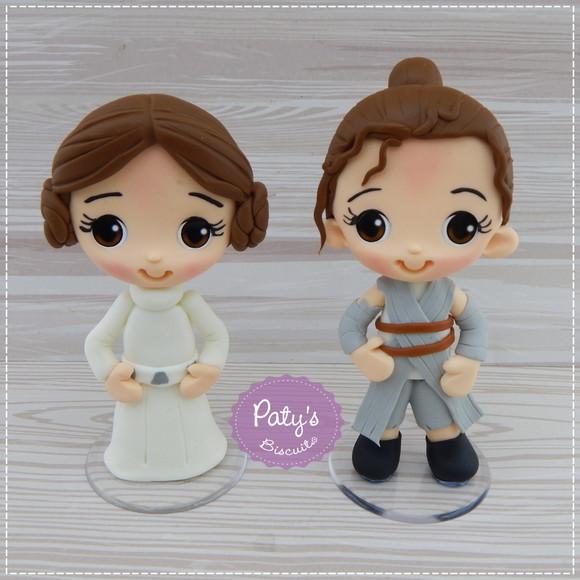 Kit Miniaturas Princesa Leia e Rey 8cm - Star Wars