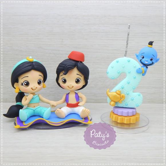 Kit Topo com Vela Aladdin e Jasmine