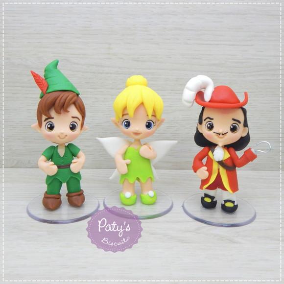Kit Topo com Vela Peter Pan, Tinker Bell e Capitão Gancho