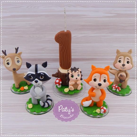 Kit Vela + 4 Miniaturas Bichinhos da Floresta (woodland)