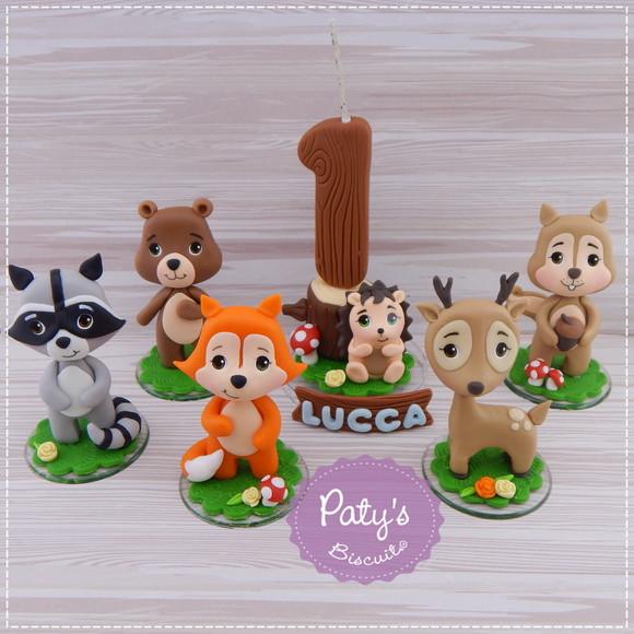 Kit Vela + 5 Miniaturas Bichinhos da Floresta (woodland)