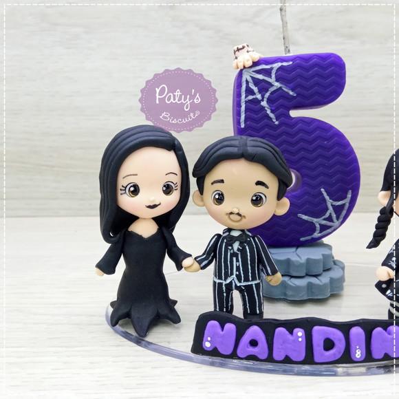 Topinho com Vela a Família Addams (4 Personagens + Mãozinha)