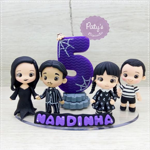 Topinho com Vela a Família Addams (4 Personagens + Mãozinha)