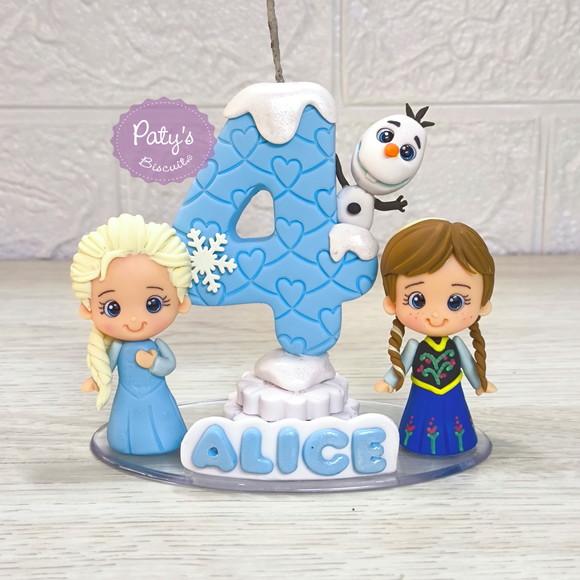 Topinho com Vela Anna, Elsa e Olaf - Frozen 1