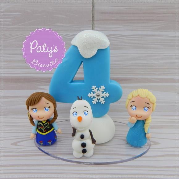 Topinho com Vela Anna, Elsa e Olaf - Frozen 1