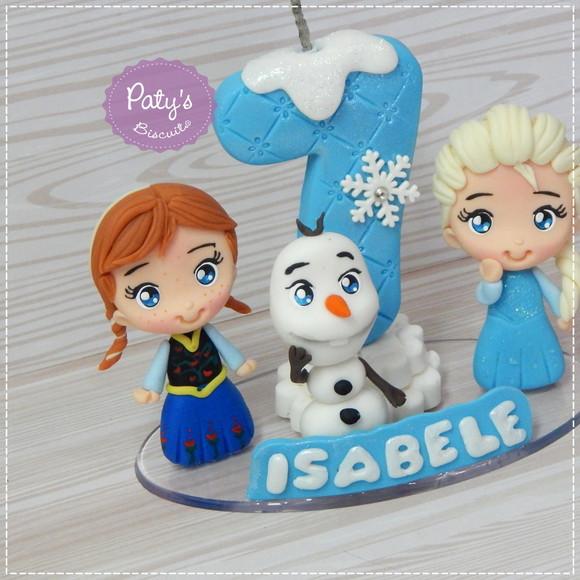 Topinho com Vela Anna, Elsa e Olaf - Frozen 1