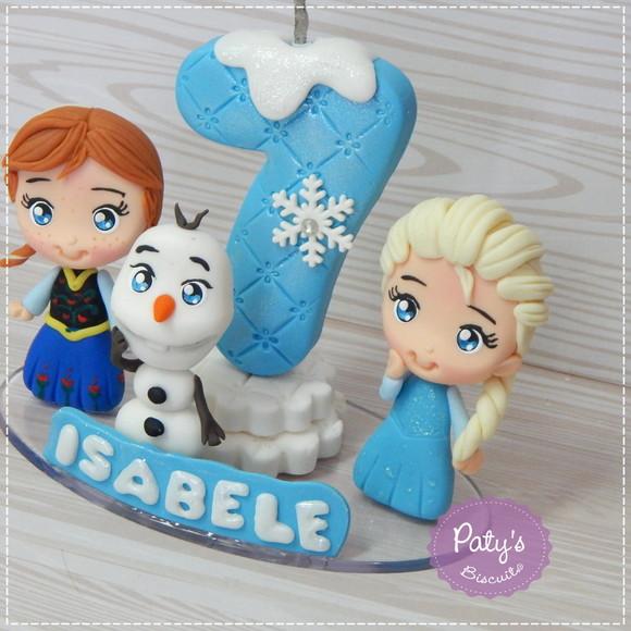 Topinho com Vela Anna, Elsa e Olaf - Frozen 1