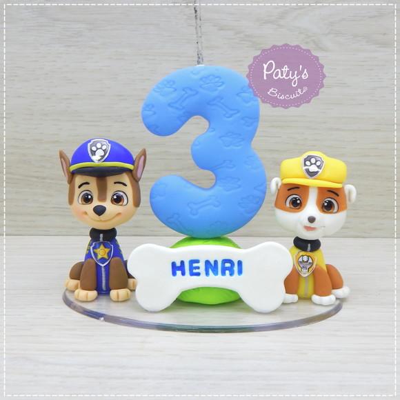 Topinho com Vela Chase e Rubble - Patrulha Canina