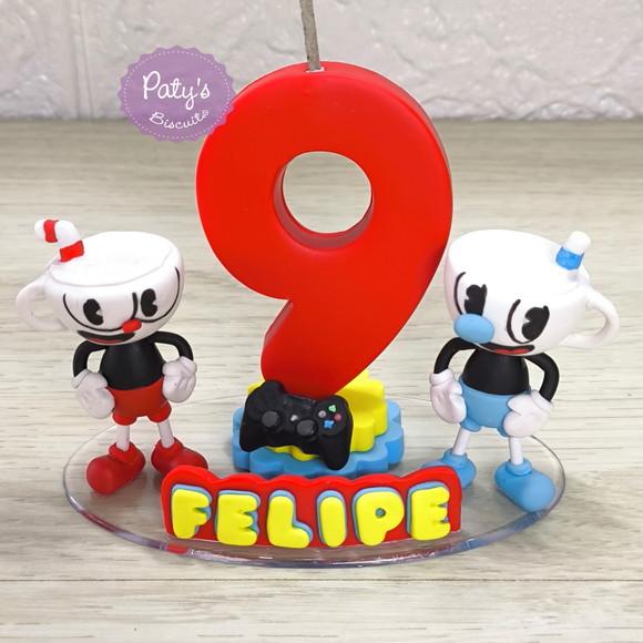 Topinho com Vela Cuphead e Mugman