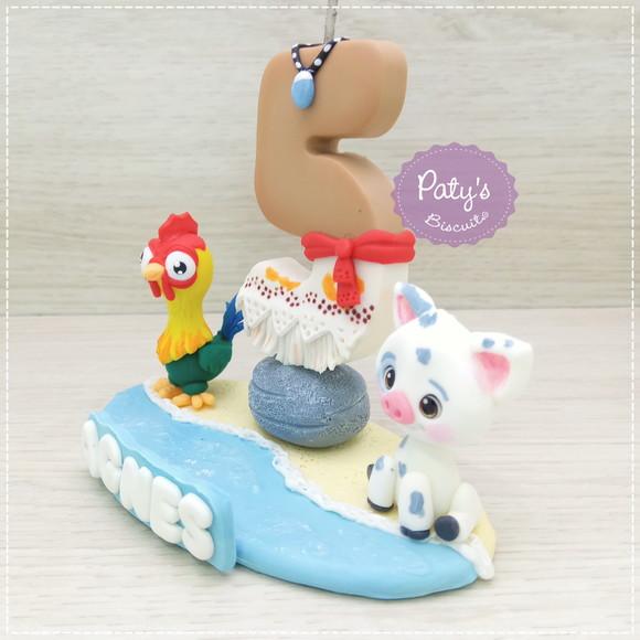 Topinho com Vela Heihei e Puá - Moana