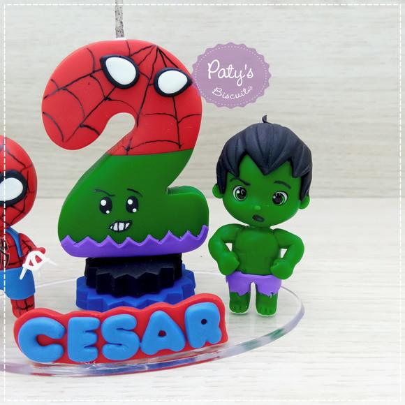 Topinho com Vela Hulk e Homem-aranha