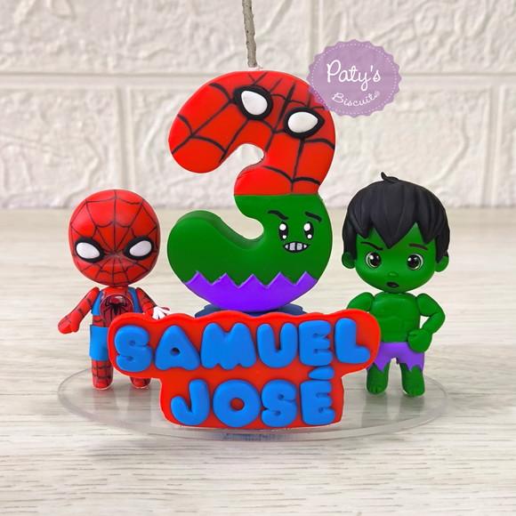 Topinho com Vela Hulk e Homem-aranha