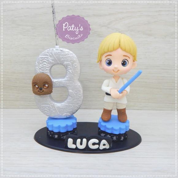 Topinho com Vela Luke Skywalker - Star Wars (vela Prata)