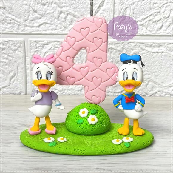 Topinho com Vela Margarida e Pato Donald