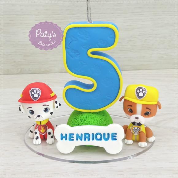 Topinho com Vela Marsall e Rubble - Patrulha Canina