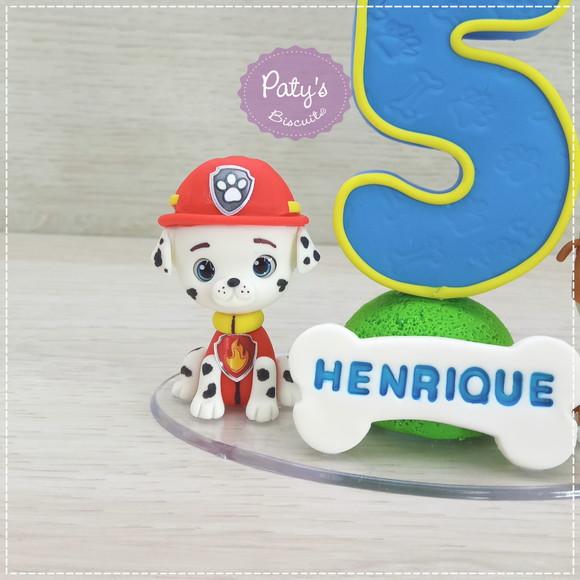 Topinho com Vela Marsall e Rubble - Patrulha Canina
