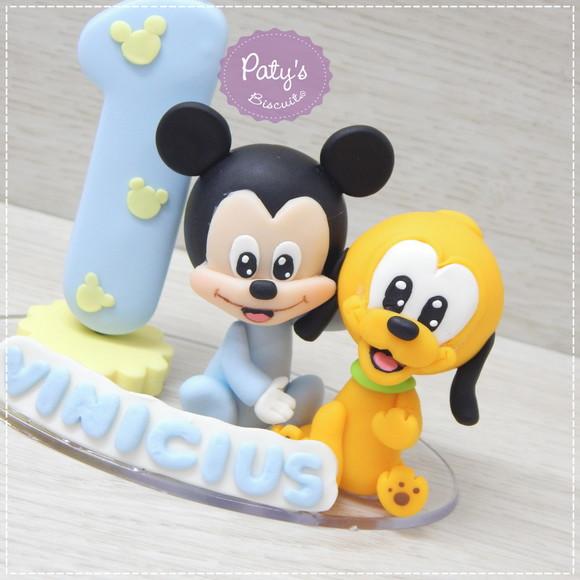 Topinho com Vela Mickey e Pluto Baby