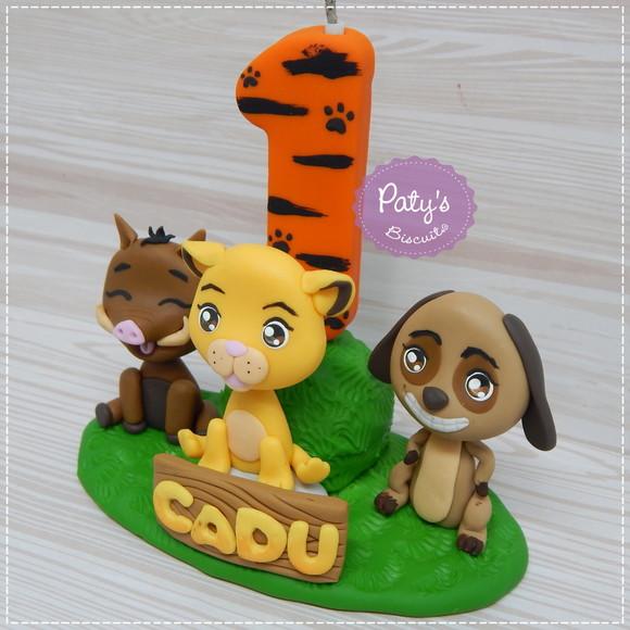 Topinho com Vela o Rei Leão - Simba, Timão e Pumba