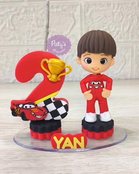 Topinho com Vela Personalizado Relâmpago Mcqueen / Carros