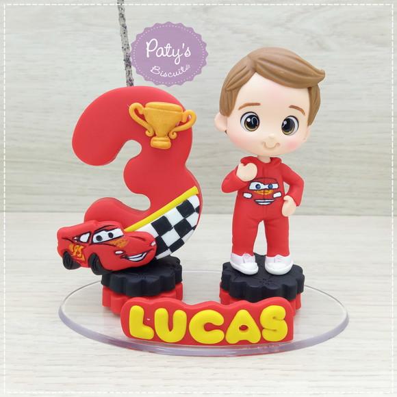 Topinho com Vela Personalizado Relâmpago Mcqueen / Carros