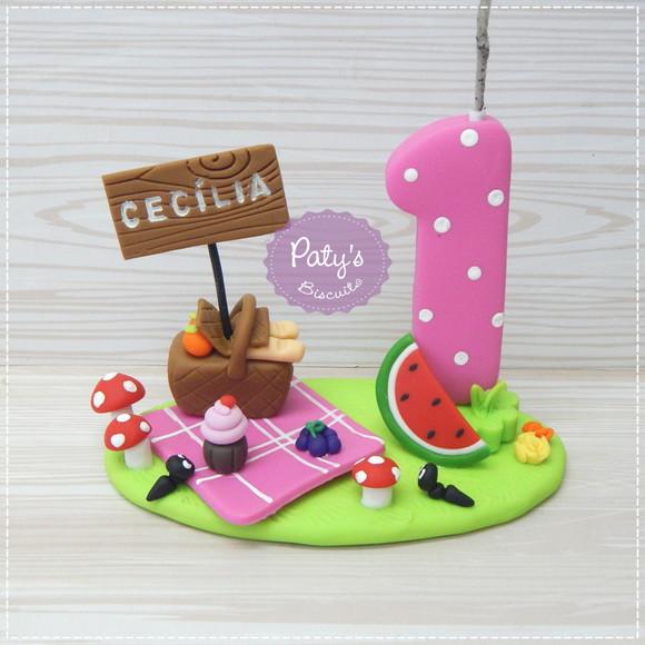 Topinho com Vela Picnic - Vela Rosa