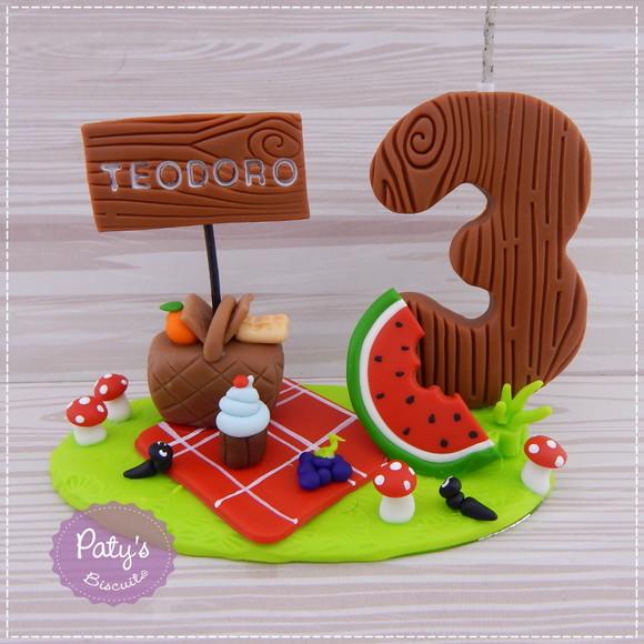 Topinho com Vela Picnic - Vela Madeira