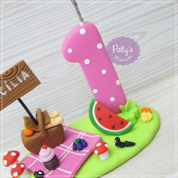 Topinho com Vela Picnic - Vela Rosa