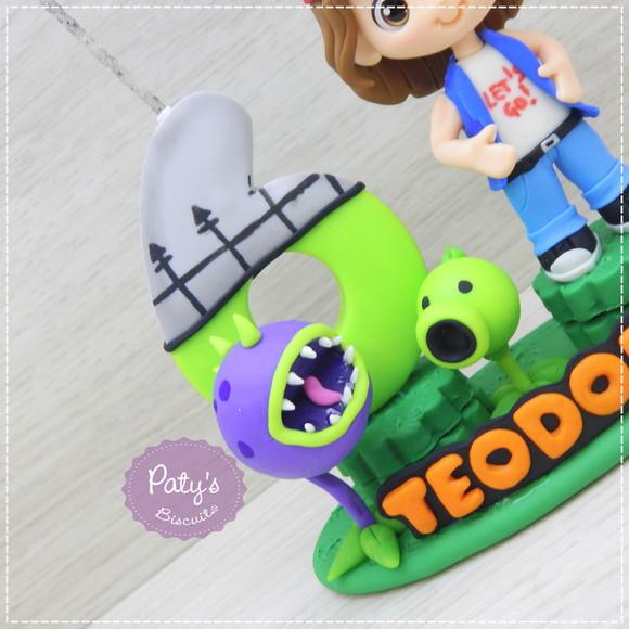 Topinho com Vela Personalizado Plants Vs Zombies