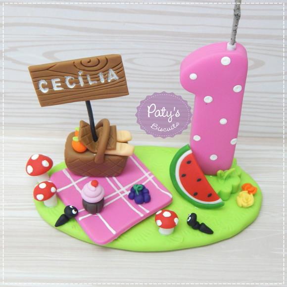Topinho com Vela Picnic - Vela Rosa