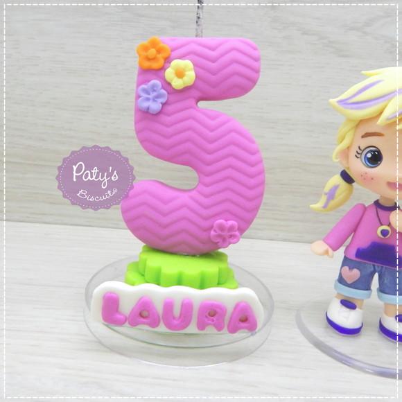 Topinho com Vela Polly Pocket (vela Rosa)