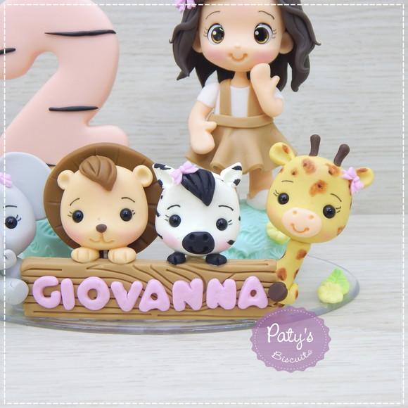 Topinho com Vela Personalizado Safari Menina