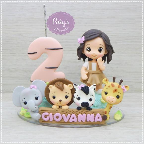 Topinho com Vela Personalizado Safari Menina