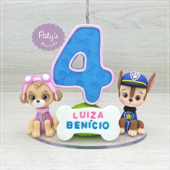 Topinho com Vela Skye e Chase - Patrulha Canina