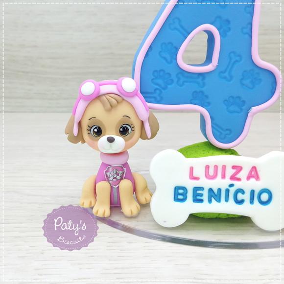Topinho com Vela Skye e Chase - Patrulha Canina