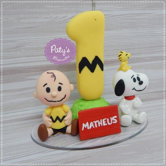 Topinho com Vela Snoopy e Charlie Brown