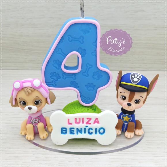 Topinho com Vela Skye e Chase - Patrulha Canina