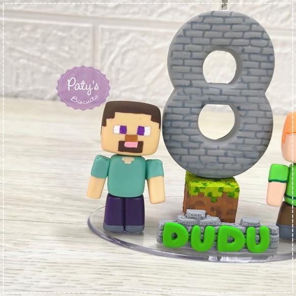 Topinho com Vela Steve e Alex - Minecraft