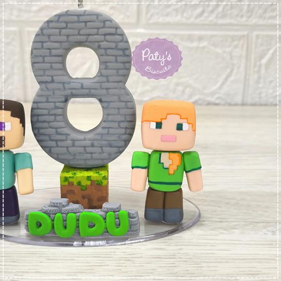 Topinho com Vela Steve e Alex - Minecraft