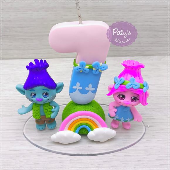 Topinho com Vela Tronco e Poppy - Trolls