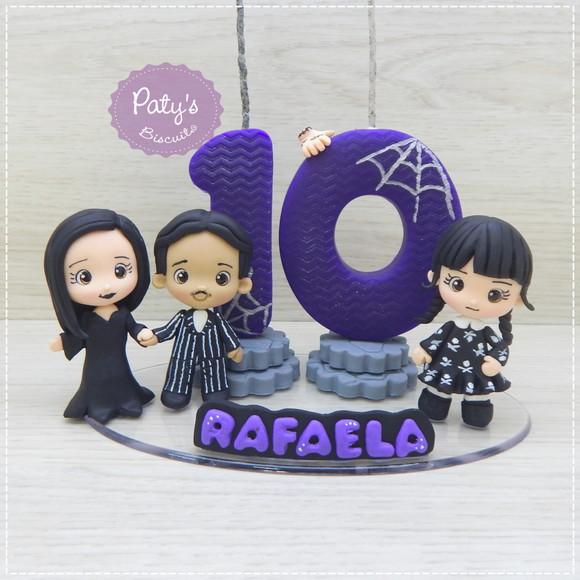 Topinho com Vela Wandinha, Gomez e Mortícia - Família Addams