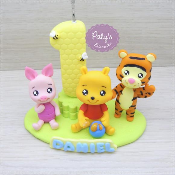 Topinho com Vela Ursinho Pooh, Tigrão e Leitão