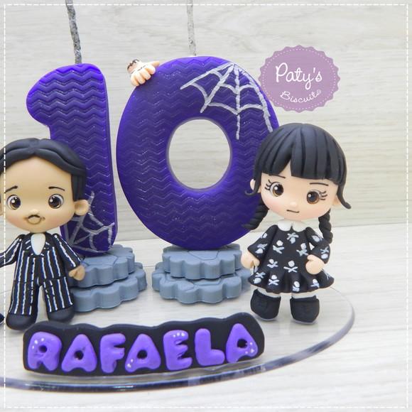 Topinho com Vela Wandinha, Gomez e Mortícia - Família Addams