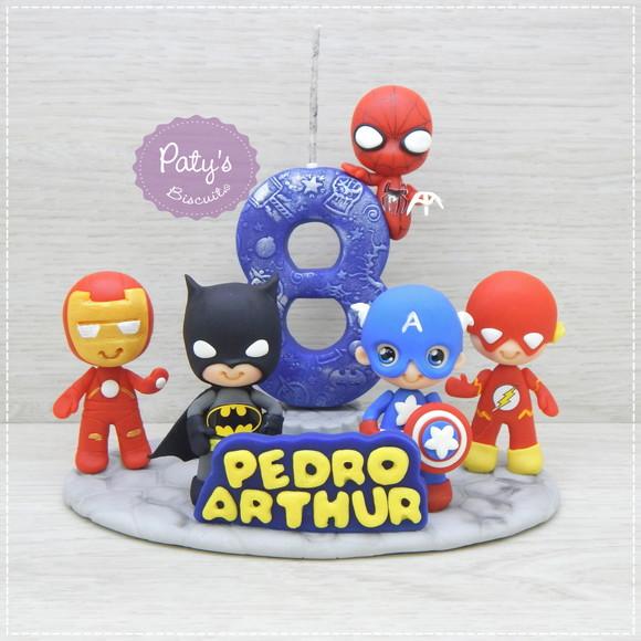 Topinho com vela Super Heróis (5 personagens)