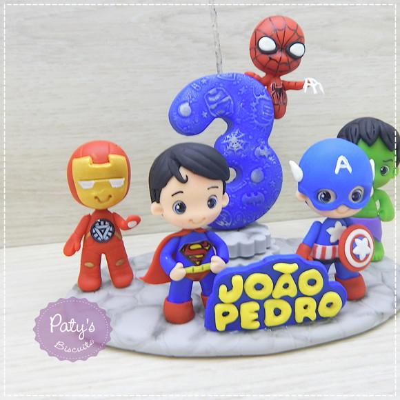 Topinho com vela Super Heróis 5 personagens (mod. 02)