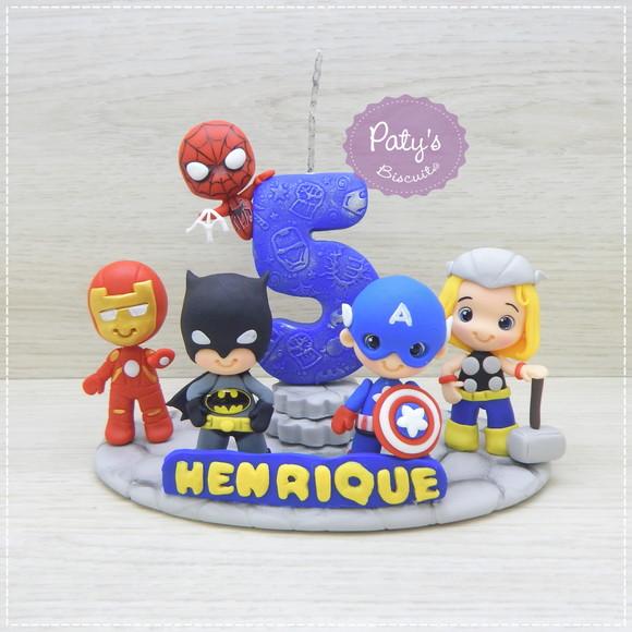 Topinho com vela Super Heróis (5 personagens)