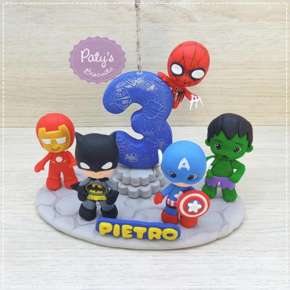 Topinho com vela Super Heróis 5 personagens (mod. 03)
