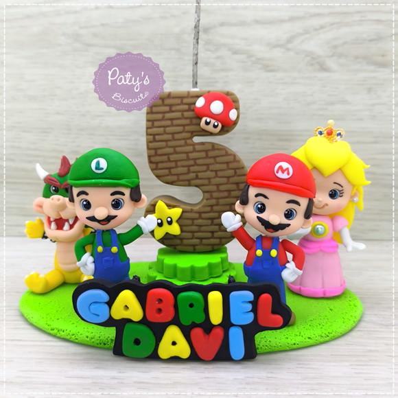 Topinho com vela Super Mario Bros. (4 personagens)